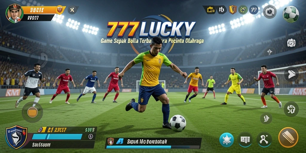 Tampilan gameplay seru di 777LUCKY dengan aksi sepak bola intens.