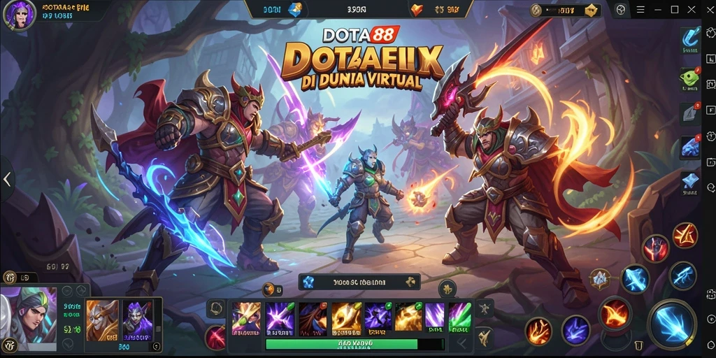 Tampilan pertarungan intens dalam DOTA88 dengan karakter yang beraksi.