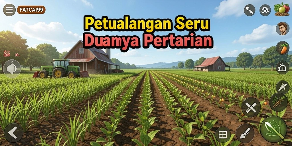 Gameplay menarik dari FATCAI99 dengan ladang dan tanaman yang beragam.