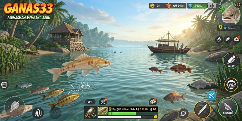 Tampilan gameplay <strong>GANAS33</strong> yang seru dan menantang saat memancing.