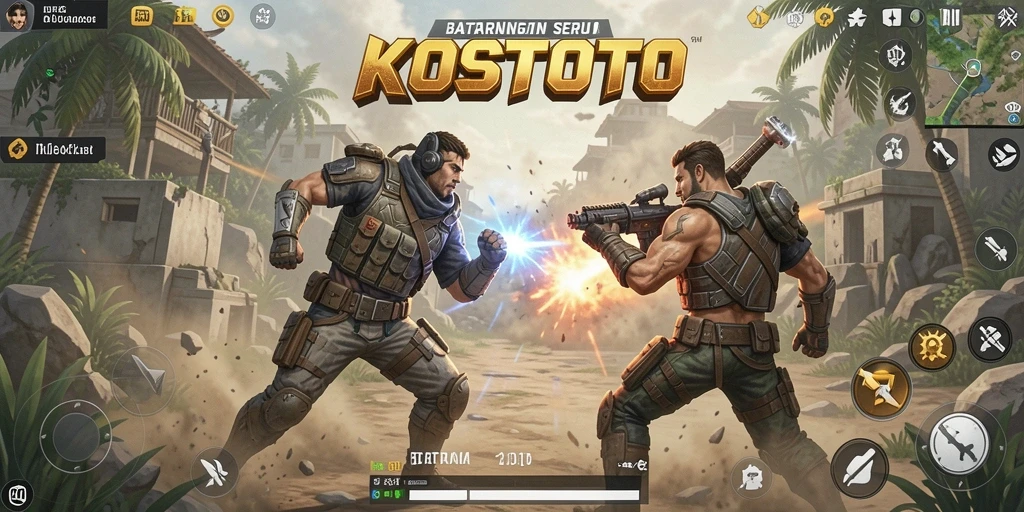 Tampilan gameplay KOSTOTO yang mendebarkan dalam pertarungan Battle Royale.