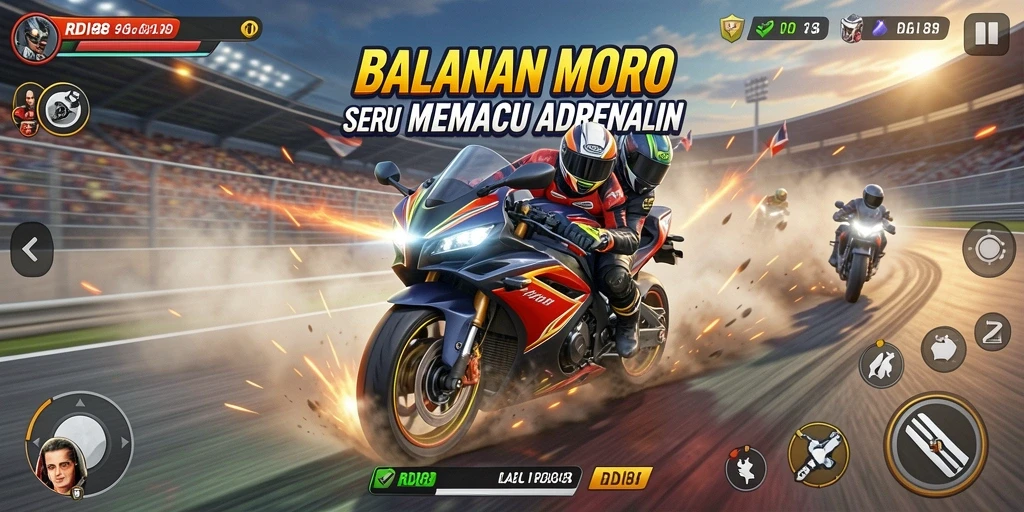 Screenshot RDI88 menampilkan balapan motor yang mendebarkan dan seru.