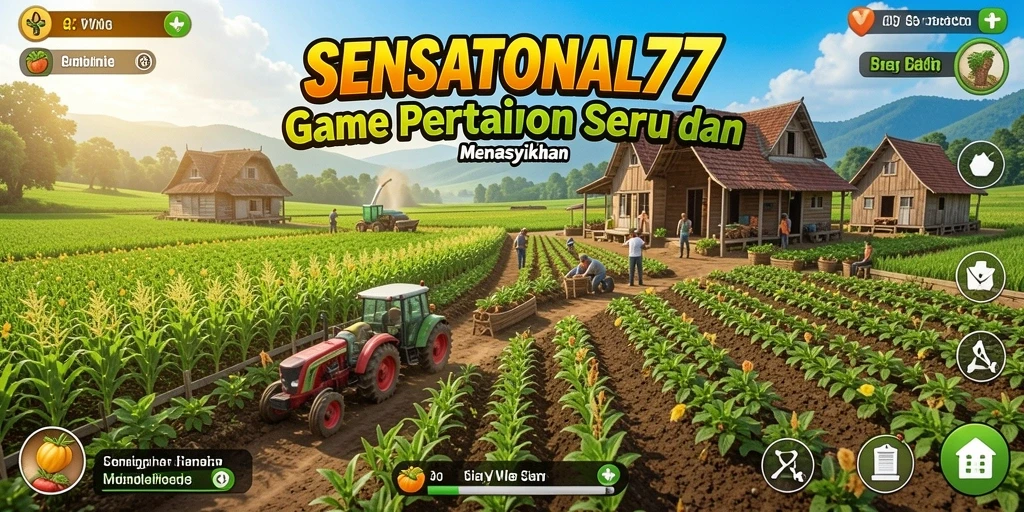 Screenshot gameplay SENSATIONAL77 menunjukkan aktivitas bertani yang seru dan interaktif.